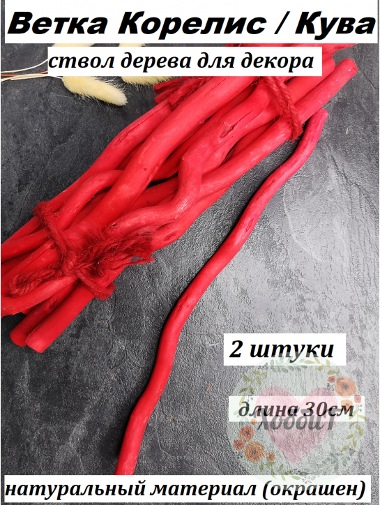 Ветка Корелис/Кува, 30см (красный), 2штуки